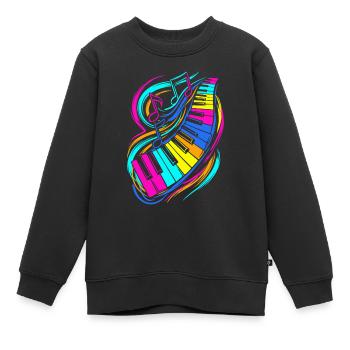 Clavier de piano - Sweat Premium enfant bio - noir - Devant - AI Model Kid Female (0cm)