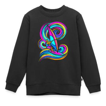 Planche à voile - Sweat Premium enfant bio - noir - Devant - AI Model Kid Female (0cm)
