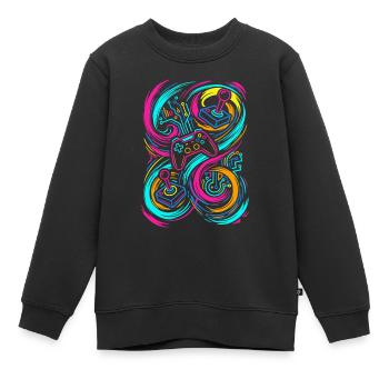 Manettes de jeu - Sweat Premium enfant bio - noir - Devant - AI Model Kid Female (0cm)