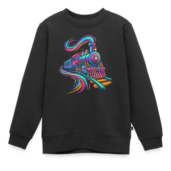 Locomotive à vapeur - Sweat Premium enfant bio - noir - Devant - AI Model Kid Female (0cm)