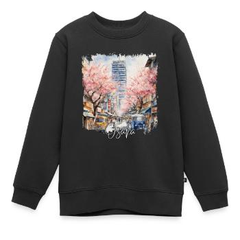 Osaka Aquarell, Osaka Japan - Kinder Premium Organic Sweatshirt - Schwarz - Vorne - AI Model Kid Female (0cm)