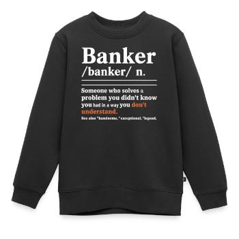 Banker Rätsel Typo Shirt - Kinder Premium Organic Sweatshirt - Schwarz - Vorne - AI Model Kid Female (0cm)