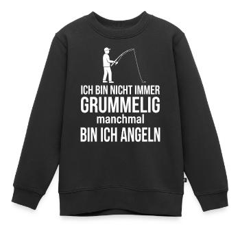 Nicht immer grummelig, manchmal angeln - Kinder Premium Organic Sweatshirt - Schwarz - Vorne - AI Model Kid Female (0cm)