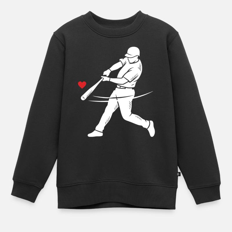 Baseball Schlagmann Silhouette Herz - Kinder Premium Organic Sweatshirt - Schwarz