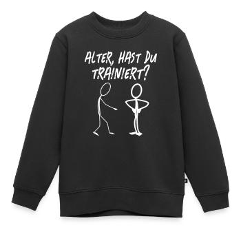 Strichmännchen WARST DU TRAINIEREN LUSTIG - Kinder Premium Organic Sweatshirt - Schwarz - Vorne - AI Model Kid Female (0cm)
