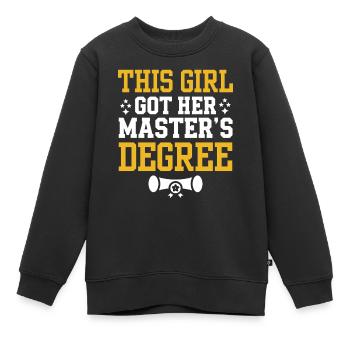 Cette fille a obtenu son master en 2026 - Sweat Premium enfant bio - noir - Devant - AI Model Kid Female (0cm)