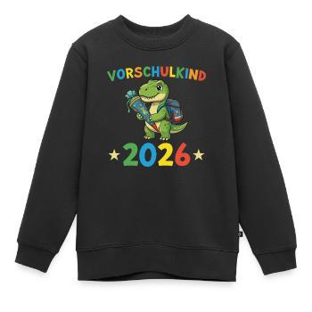 Vorschulkind 2026 Dino Kindergarten Geschenk - Kinder Premium Organic Sweatshirt - Schwarz - Vorne - AI Model Kid Female (0cm)