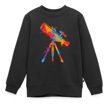 Teleskop Astronom bunt Kinden Jungen Astronomie - Kinder Premium Organic Sweatshirt - Schwarz - Vorne - AI Model Kid Female (0cm)