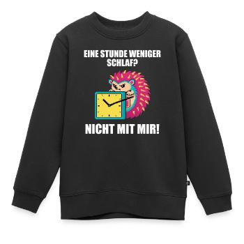 Zeitumstellung Sommerzeit Igel Lustig - Kinder Premium Organic Sweatshirt - Schwarz - Vorne - AI Model Kid Female (0cm)