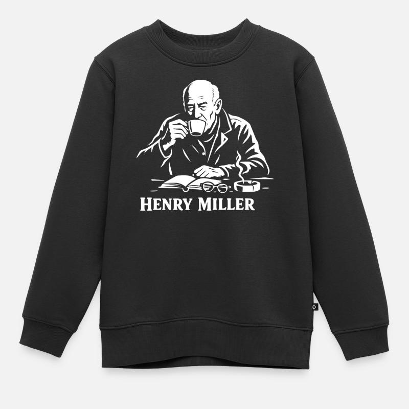 Henry Miller Café Reader - Kinder Premium Organic Sweatshirt - Schwarz