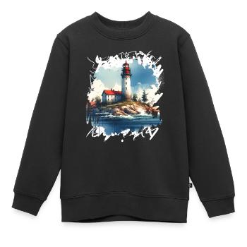 Leuchtturm - Kinder Premium Organic Sweatshirt - Schwarz - Vorne - AI Model Kid Female (0cm)
