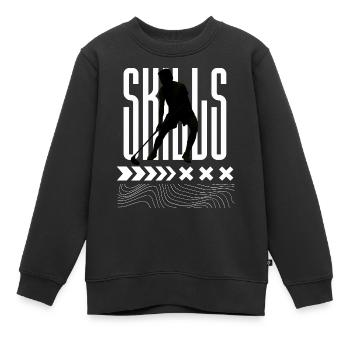 Compétences au floorball - Sweat Premium enfant bio - noir - Devant - AI Model Kid Female (0cm)