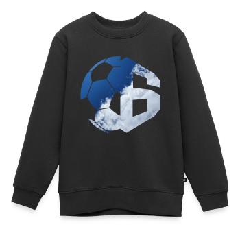 NR. 6 FUßBALLER NUMMER 6 FUßBALL 6. GEBURTSTAG - Kinder Premium Organic Sweatshirt - Schwarz - Vorne - AI Model Kid Female (0cm)