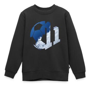 NR. 11 FUßBALLER NUMMER 11 FUßBALL 11. GEBURTSTAG - Kinder Premium Organic Sweatshirt - Schwarz - Vorne - AI Model Kid Female (0cm)