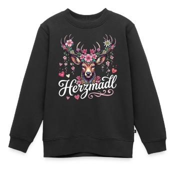 Herzmadl Shirt Damen Trachtenshirt Tracht Oberteil - Kinder Premium Organic Sweatshirt - Schwarz - Vorne - AI Model Kid Female (0cm)