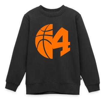 NR. 4 BASKETBALL NUMMER 4 BASKETBALL 4. GEBURTSTAG - Kinder Premium Organic Sweatshirt - Schwarz - Vorne - AI Model Kid Female (0cm)