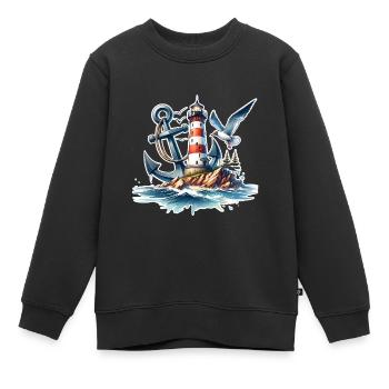 Phare présentateur - Sweat Premium enfant bio - noir - Devant - AI Model Kid Female (0cm)