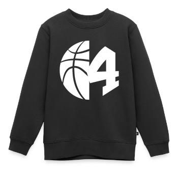 NR. 4 BASKETBALL NUMMER 4 BASKETBALL 4. GEBURTSTAG - Kinder Premium Organic Sweatshirt - Schwarz - Vorne - AI Model Kid Female (0cm)