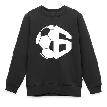 NR. 6 FUßBALLER NUMMER 6 FUßBALL 6. GEBURTSTAG - Kinder Premium Organic Sweatshirt - Schwarz - Vorne - AI Model Kid Female (0cm)