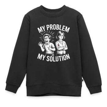 Prof de lycée Mon problème Ma maman Pictogramme - Sweat Premium enfant bio - noir - Devant - AI Model Kid Female (0cm)