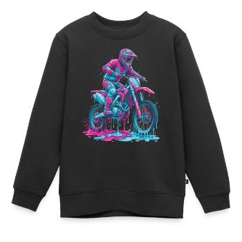 Motocross, pilote de motocross, motocross, motocross - Sweat Premium enfant bio - noir - Devant - AI Model Kid Female (0cm)