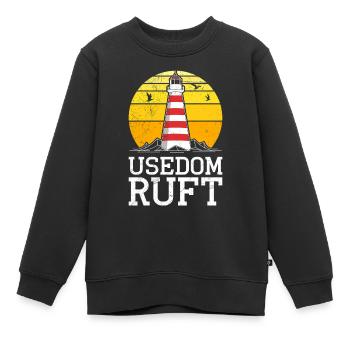 Island USEDOM CALLS Baltic Sea Usedom Holiday Funny - Kids Premium Organic Sweatshirt - black - Front - AI Model Kid Female (0cm)