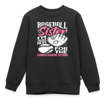 Baseball Schwester Nur hier für den Imbiss - Kinder Premium Organic Sweatshirt - Schwarz - Vorne - AI Model Kid Female (0cm)