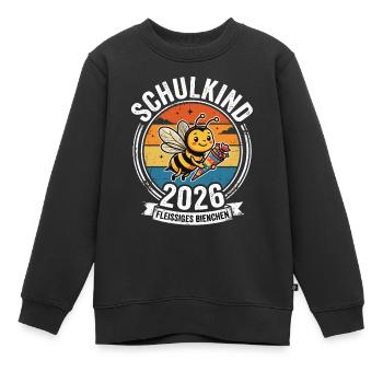 Fleißiges Bienchen Einschulung 2026 - Kinder Premium Organic Sweatshirt - Schwarz - Vorne - AI Model Kid Female (0cm)