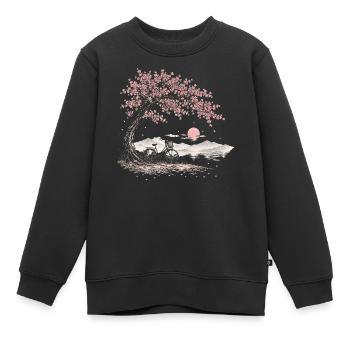 Kirschblüte Kirschbaum Fahrrad Hollandrad Japan - Kinder Premium Organic Sweatshirt - Schwarz - Vorne - AI Model Kid Female (0cm)