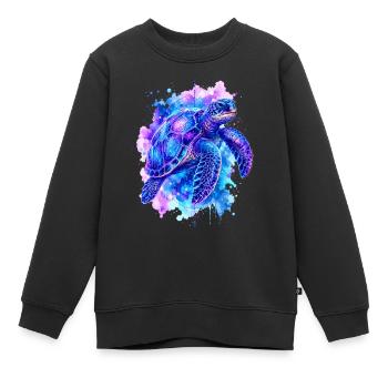 Meeresschildkröte, Schildkröte, Wasserschildkröte - Kinder Premium Organic Sweatshirt - Schwarz - Vorne - AI Model Kid Female (0cm)