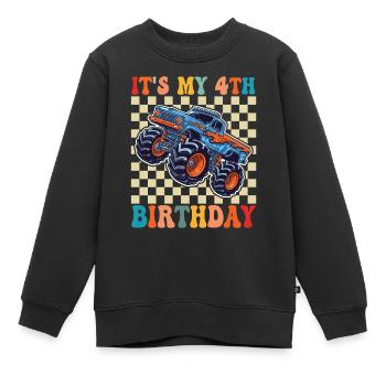4ter Geburtstag Monstertruck - Kinder Premium Organic Sweatshirt - Schwarz - Vorne - AI Model Kid Female (0cm)