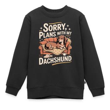 Dachshunds instead of plans - Kids Premium Organic Sweatshirt - black - Front - AI Model Kid Female (0cm)