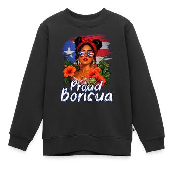 Porto Rico Boricua fier - Sweat Premium enfant bio - noir - Devant - AI Model Kid Female (0cm)