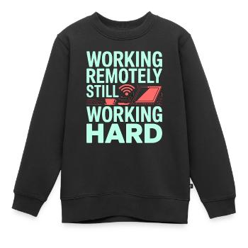 Développeur à distance travaillant à distance Programmeur Web - Sweat Premium enfant bio - noir - Devant - AI Model Kid Female (0cm)