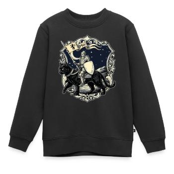 Ren Faire Mittelalterliche Ritterkatzen-Renaissance - Kinder Premium Organic Sweatshirt - Schwarz - Vorne - AI Model Kid Female (0cm)