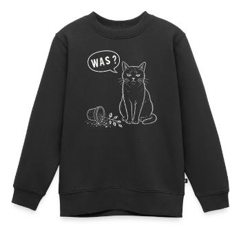 Katze Was Blumentopf Humor Shirt - Kinder Premium Organic Sweatshirt - Schwarz - Vorne - AI Model Kid Female (0cm)