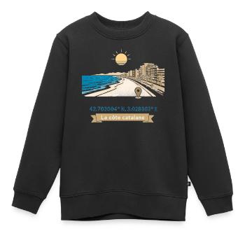 Canet en Roussillon - Promenade Méditerranéenne - Sweat Premium enfant bio - noir - Devant - AI Model Kid Female (0cm)