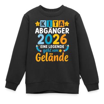 Kita Abgänger 2026 Eine Legende Geht Vom Gelände  - Kinder Premium Organic Sweatshirt - Schwarz - Vorne - AI Model Kid Female (0cm)