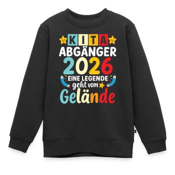 Kita Abgänger 2026 Eine Legende Geht Vom Gelände  - Kinder Premium Organic Sweatshirt - Schwarz - Vorne - AI Model Kid Female (0cm)