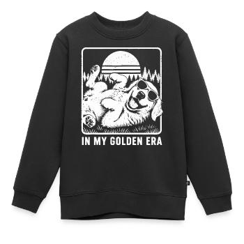 Golden Retriever Era Vintage | Chien Rétro Sunset - Sweat Premium enfant bio - noir - Devant - AI Model Kid Female (0cm)