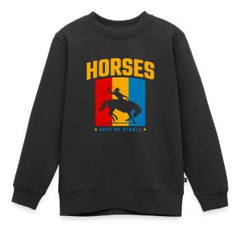 Les chevaux me gardent stable - Rétro de cow-boy - Sweat Premium enfant bio - noir - Devant - AI Model Kid Female (0cm)