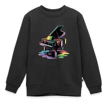 Klavier - Kinder Premium Organic Sweatshirt - Schwarz - Vorne - AI Model Kid Female (0cm)