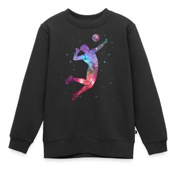 Joueurs de volley-ball Space Boys Joueurs de volley-ball - Sweat Premium enfant bio - noir - Devant - AI Model Kid Female (0cm)