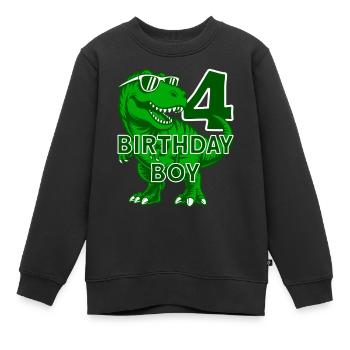 DINO 4 ANS DINOSAURE 4E ANNIVERSAIRE - Sweat Premium enfant bio - noir - Devant - AI Model Kid Female (0cm)