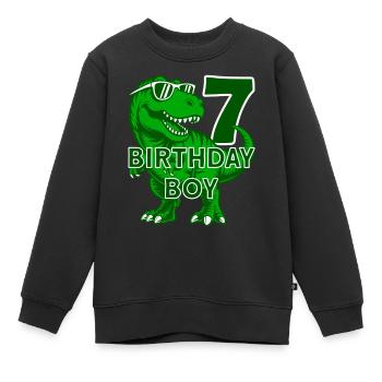 DINO 7 ANS DINOSAURE 7E ANNIVERSAIRE - Sweat Premium enfant bio - noir - Devant - AI Model Kid Female (0cm)