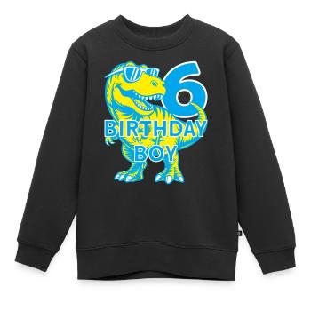 DINO 6 ANS DINOSAURE 6E ANNIVERSAIRE - Sweat Premium enfant bio - noir - Devant - AI Model Kid Female (0cm)