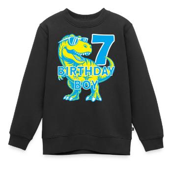 DINO 7 ANS DINOSAURE 7E ANNIVERSAIRE - Sweat Premium enfant bio - noir - Devant - AI Model Kid Female (0cm)