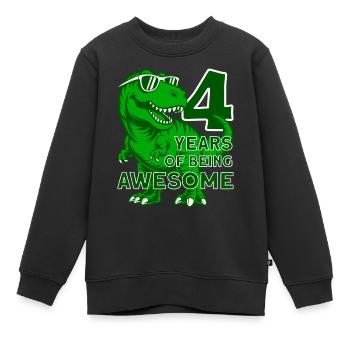 DINO 4 YEARS DINOSAUR 4TH BIRTHDAY - Kids Premium Organic Sweatshirt - black - Front - AI Model Kid Female (0cm)
