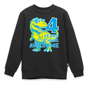 DINO 4 ANS DINOSAURE 4E ANNIVERSAIRE - Sweat Premium enfant bio - noir - Devant - AI Model Kid Female (0cm)