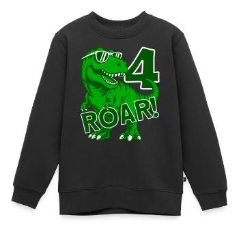 DINO 4 ANS DINOSAURE 4E ANNIVERSAIRE - Sweat Premium enfant bio - noir - Devant - AI Model Kid Female (0cm)